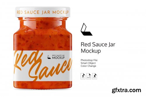 CreativeMarket - Red Sauce Jar Mockup #5 4851725