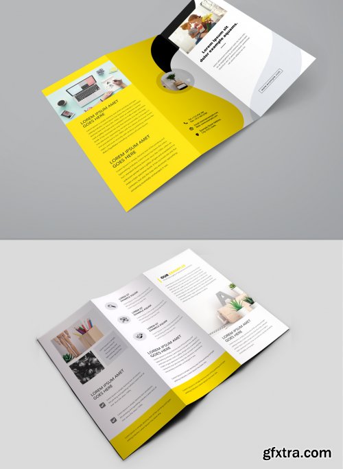 Creative Trifold Brochure with Yellow Concept 343914379