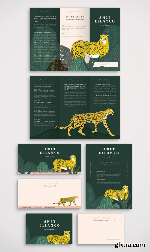 Event Stationery Layout Set with Illustrations 343908363