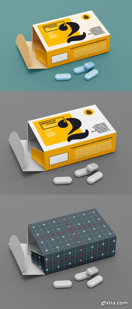 Paper Box with Pills Mockup 343903271