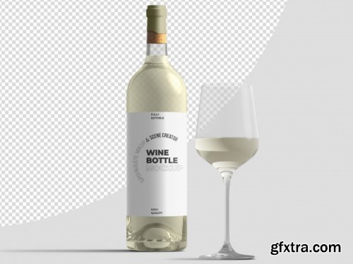 Download Wine Bottle With Glasses Mockup Template Gfxtra