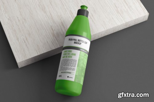 Push pull cap bottle on a shelf mockup