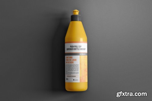 Push pull cap bottle on a shelf mockup