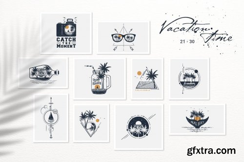 CreativeMarket - 50 Logos & Badges. Vacation Time 4870918