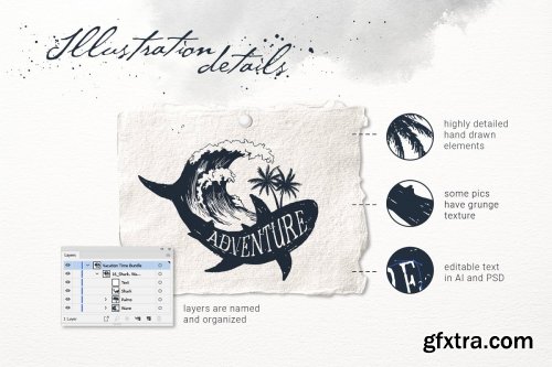 CreativeMarket - 50 Logos & Badges. Vacation Time 4870918