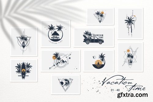 CreativeMarket - 50 Logos & Badges. Vacation Time 4870918