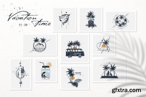 CreativeMarket - 50 Logos & Badges. Vacation Time 4870918