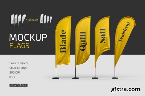 CreativeMarket - Feather Flags Mockup Set 4847381