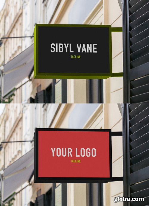 Rectangular Outdoor Mounted Entrance Sign Mockup 344300117