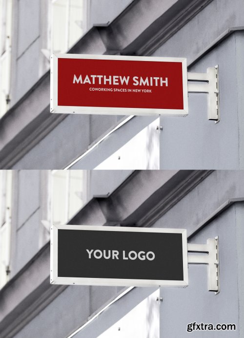 Rectangular Outdoor Mounted Entrance Sign Mockup 344300965 