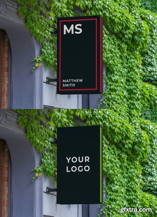 Rectangular Outdoor Mounted Entrance Sign Mockup 344301315