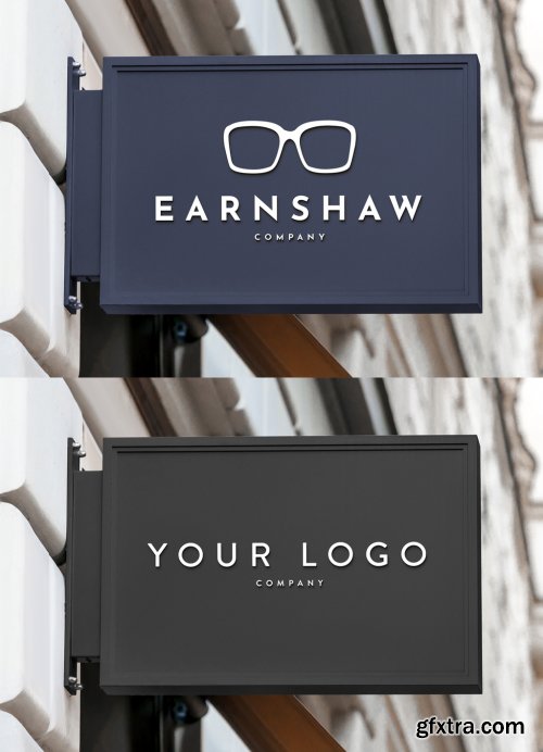 Rectangular Outdoor Mounted Entrance Sign Mockup 344301367