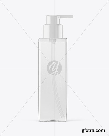 Square Clear Bottle with Pump Mockup 58983