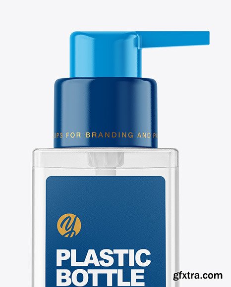 Square Clear Bottle with Pump Mockup 58983