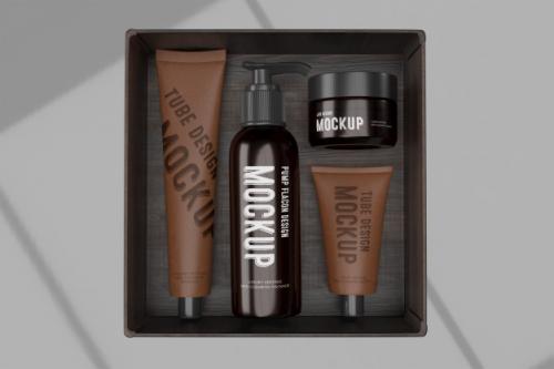 3d Packaging Design Mockup Of Luxury Vintage Man Cosmetic Pack Premium PSD