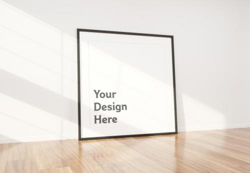 Black Frame Leaning In Interior Mockup Premium PSD