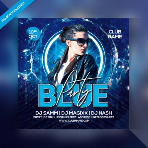 Blue Party Flyer Premium PSD