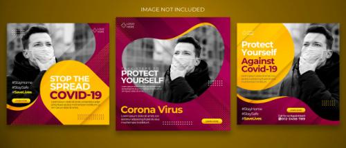 Coronavirus Or Covid-19 Social Media Post Flyer Collection Template Premium PSD