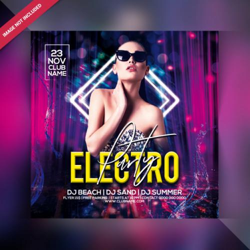 Electro Night Party Flyer Premium PSD