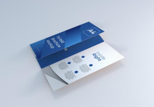 Folded A4 Trifold Brochure Paper Mockup Premium PSD