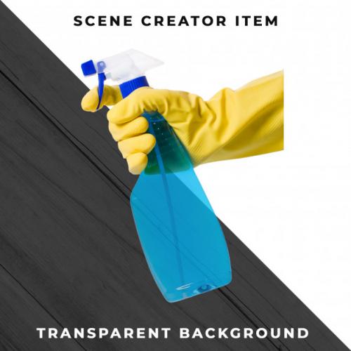 Gloves And Spray Bottle Isolated With Clipping Path Premium PSD