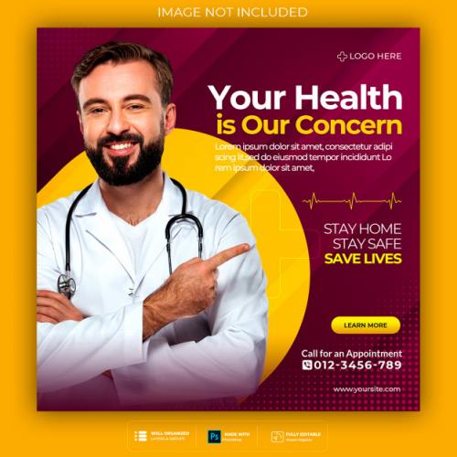 Healthcare Prevention Banner Or Square Flyer For Social Media Post Template Premium PSD