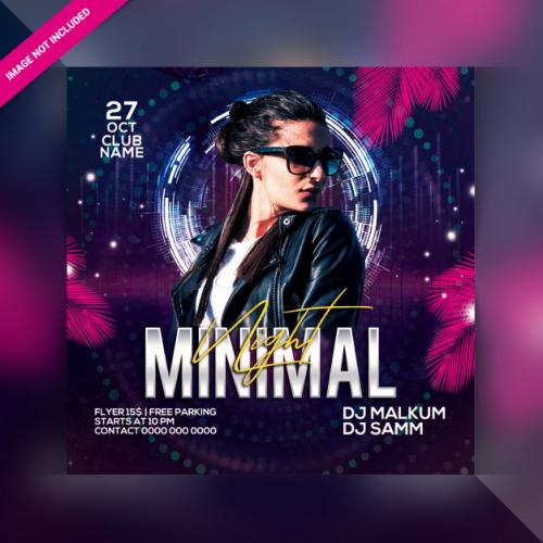 Minimal Night Party Flyer Premium PSD