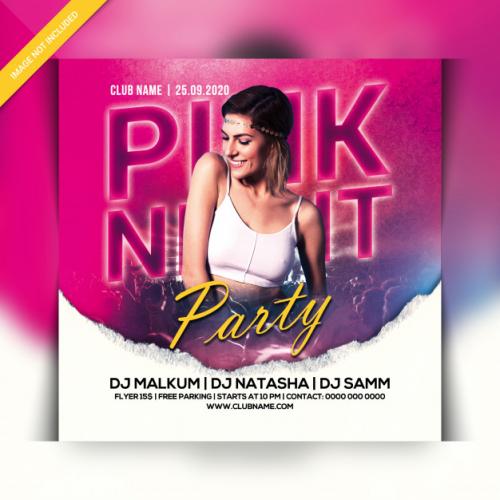 Pink Night Party Flyer Premium PSD