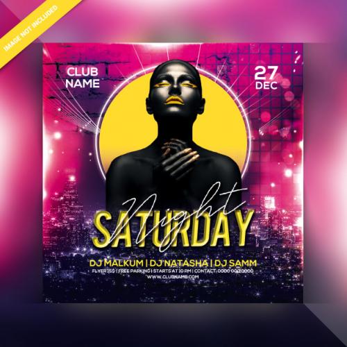 Saturday Night Party Flyer Premium PSD