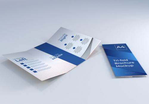 Simple A4 Trifold Brochure Paper Mockup Premium PSD