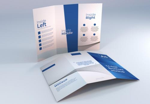 Simple Minimalist A4 Trifold Brochure Paper Mockup For Presentation Premium PSD