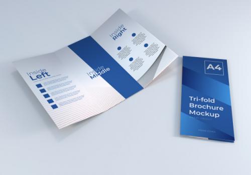 Simple Realistic A4 Trifold Brochure Paper Mockup Premium PSD