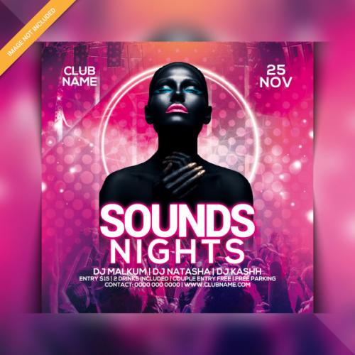 Sounds Night Party Flyer Premium PSD