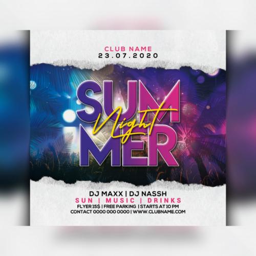 Summer Night Party Flyer Premium PSD