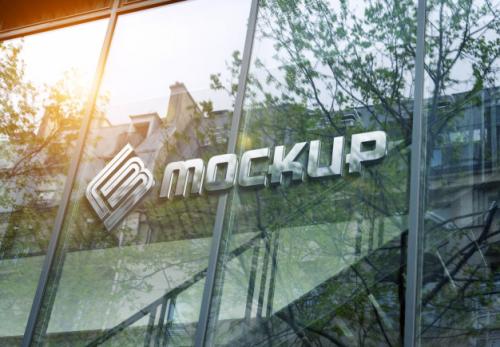 Logo Mockup On Building Frontage Window Premium PSD