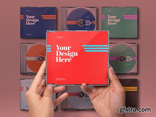 Hands Holding CD Case Mockup Set 342458304