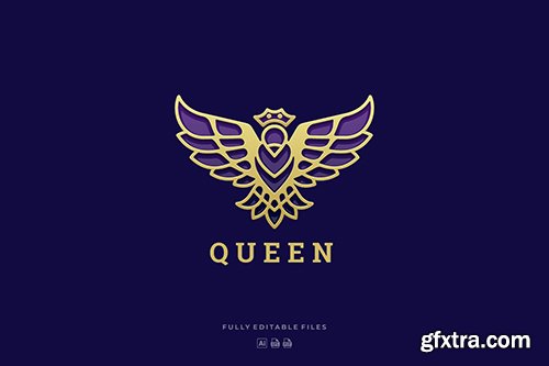 Luxury Queen Bird Line Art Logo