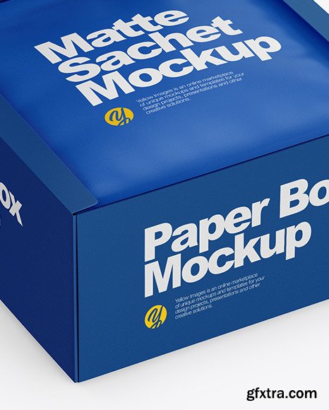 Paper Box with Matte Sachet Mockup 59012