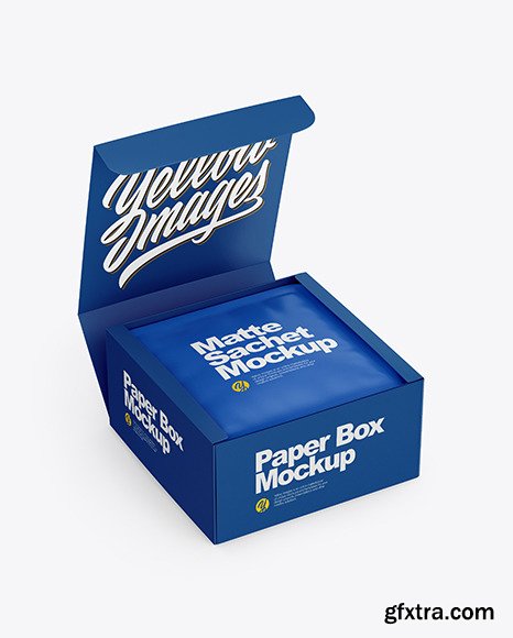 Paper Box with Matte Sachet Mockup 59012