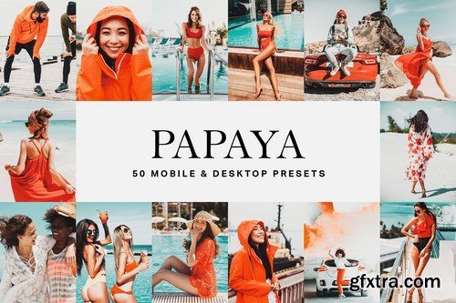 50 Papaya Orange Lightroom Presets and LUTs