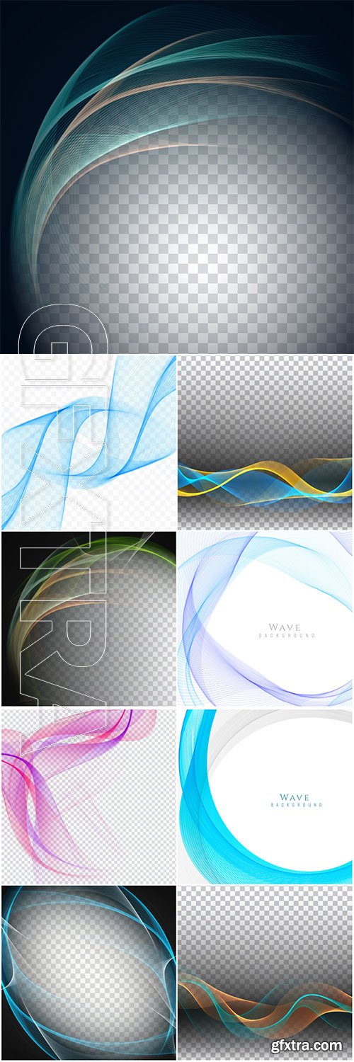 Wavy shapes on transparent vector background