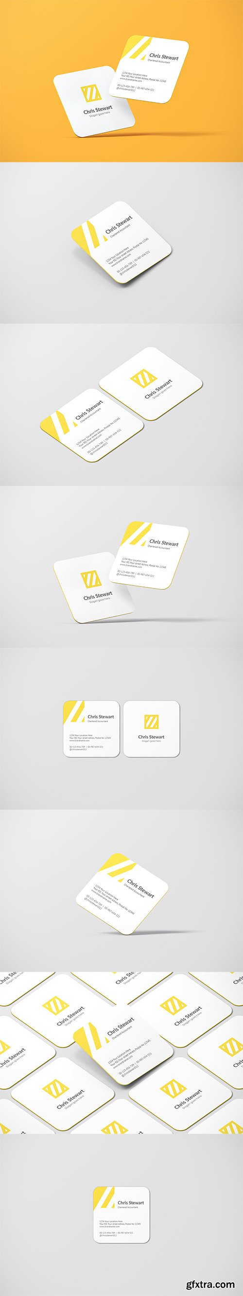 Rounded Square Business Card Mockup