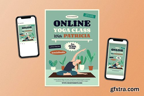 Yoga Online Class Flyer Set