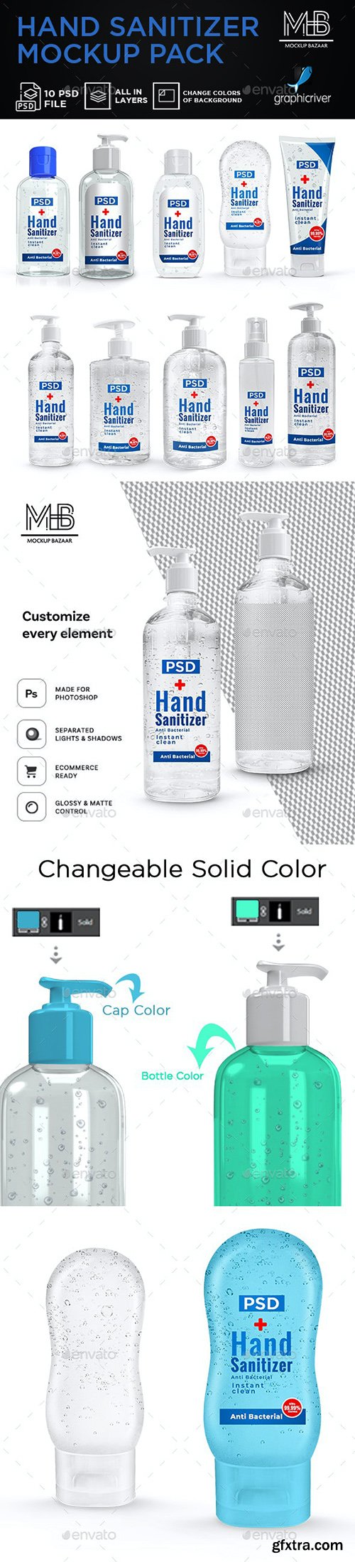 Graphicriver Hand Sanitizer Bottle Mockup Pack 26444405