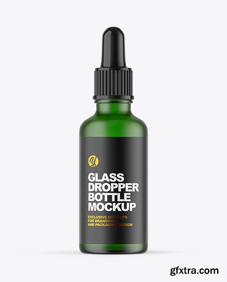 Frosted Green Glass Dropper Bottle Mockup 58998