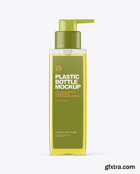 Square Clear Bottle with Pump Mockup 59014