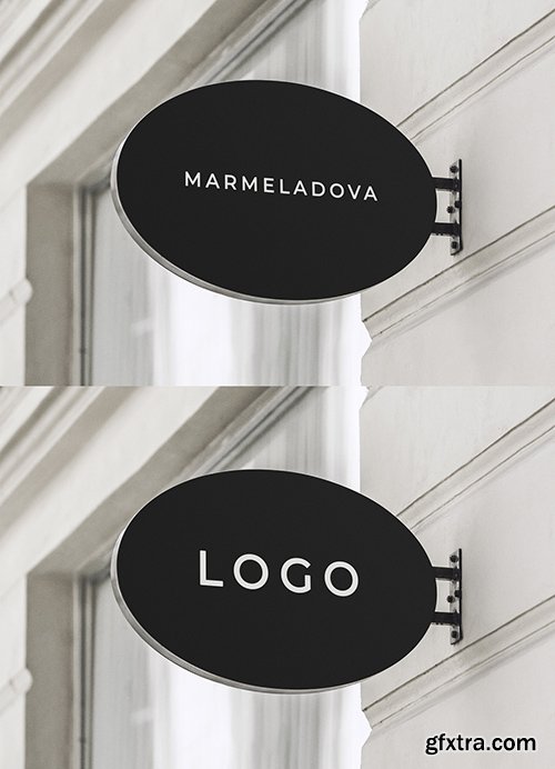 Oval Outdoor Mounted Sign Mockup 344298731