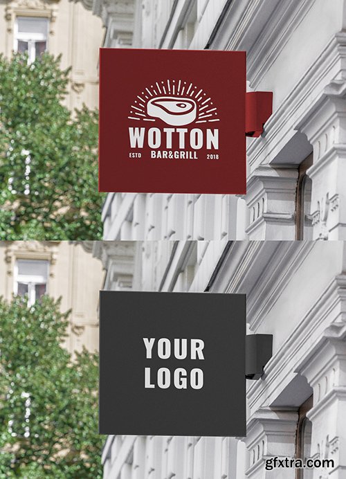 Square Indoor Mounted Entrance Sign Mockup 344299140