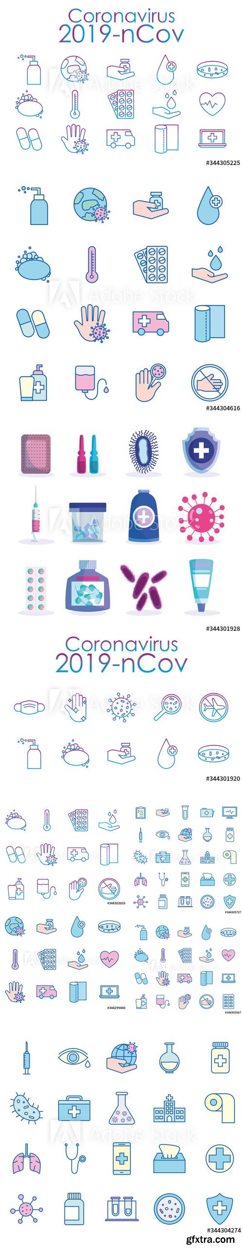 Covid 19 virus icon set vector design