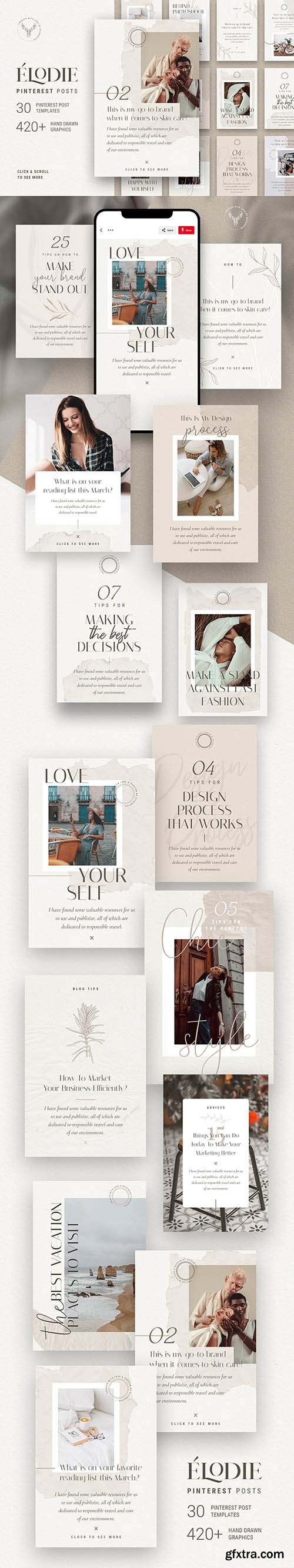 CreativeMarket - PS + Canva - Elodie Social Media Templates Pack 4888452